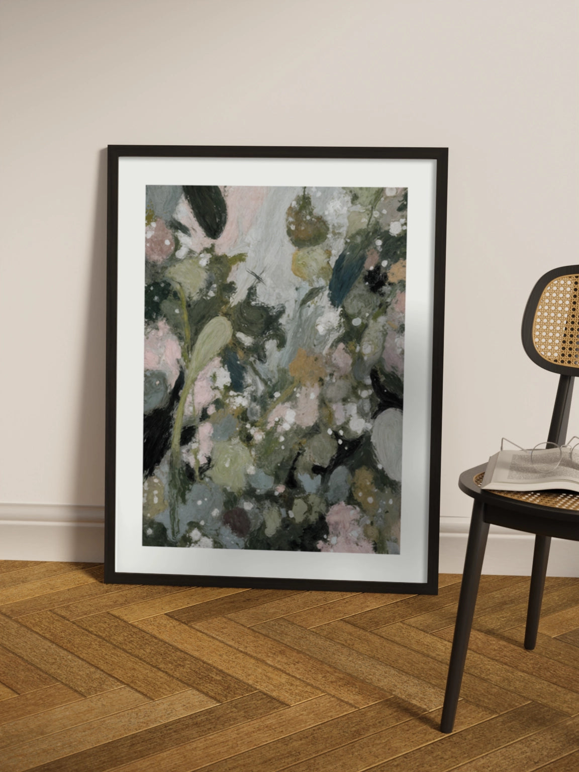 Картина абстрактні рослини в зелених кольорах №1