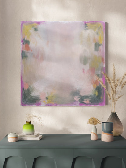 Абстрактна Картина Рожевий та Зелений Мінімалізм