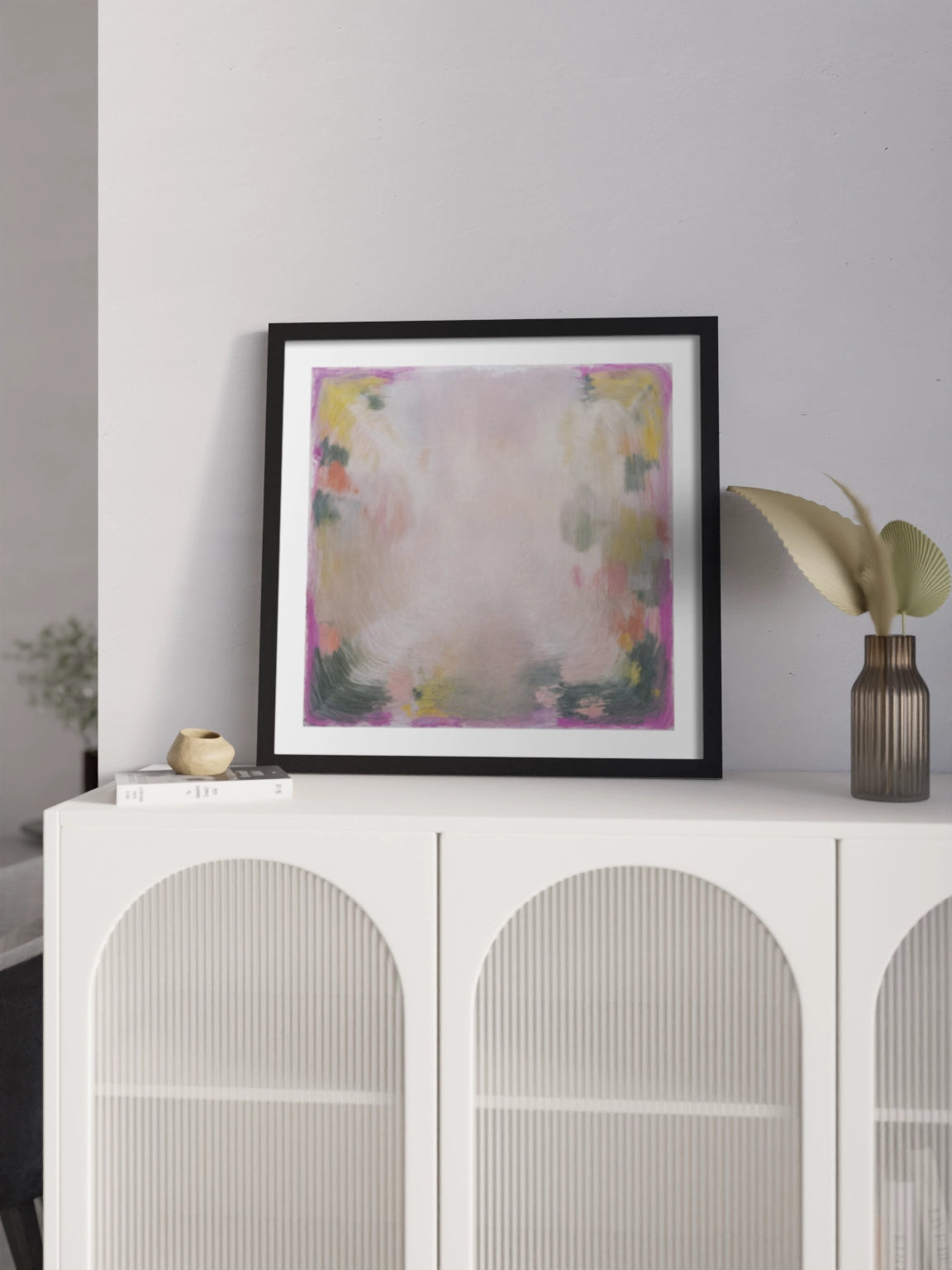 Абстрактна Картина Рожевий та Зелений Мінімалізм