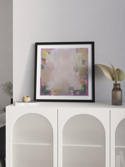 Абстрактна Картина Рожевий та Зелений Мінімалізм